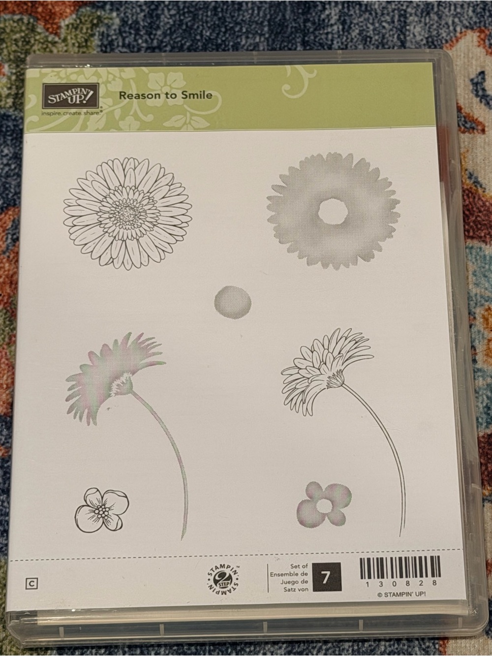 Stampin' Up! Reason to Smile Floral Stamp Set - Green and White